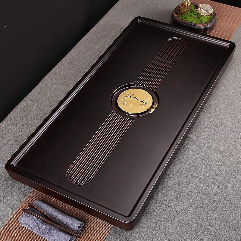 Solid Ebony Wood Tea Tray with Drainage