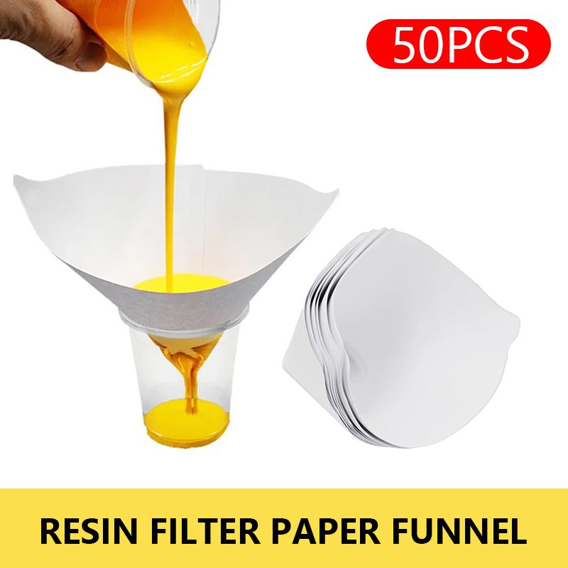 BLALION 50/100Pcs Disposable Paint Funnel Filter Paper Car Paint Spray Mesh Paper Filter Funnel Strainer Conical Straining Tool