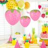 3D Strawberry Paper Lanterns Birthday Baby Shower Party Decoration Hanging Strawberry Ornament Background Garden Decor