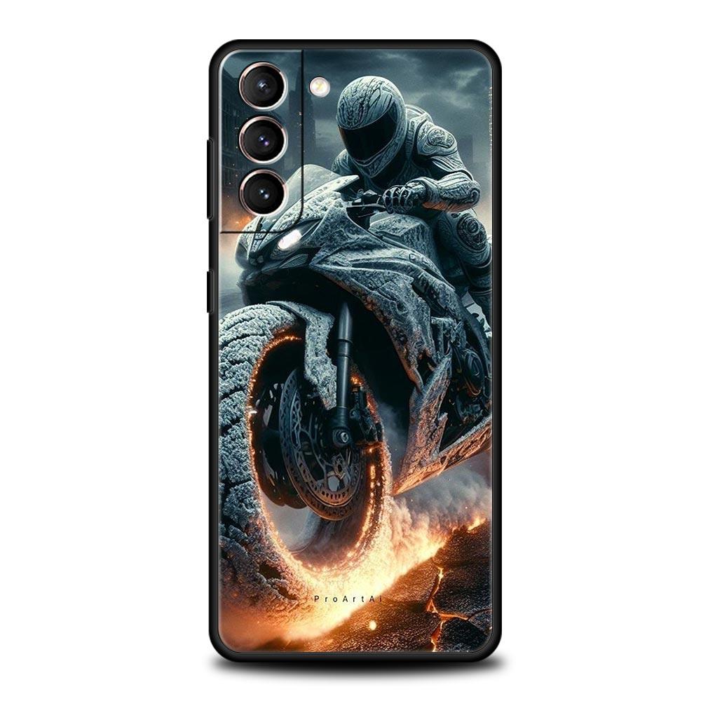 Motorcycle Phone Case Cover for Samsung Galaxy S26 S25 S24 S23 S22 S20 S21 FE Ultra S25 Edge Plus 5G Soft TPU Shell Fundas Capas