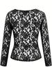 Elegant Women's V-Neck Fan Collar Lace Pullover Top