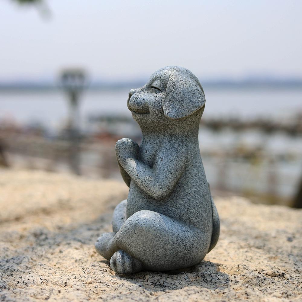 NORTHEUINS Resin Yoga Dog Meditation Frog Animal Statue Ornament Model Pray Figurines Cute Retro Craft Home Room Decoration Item