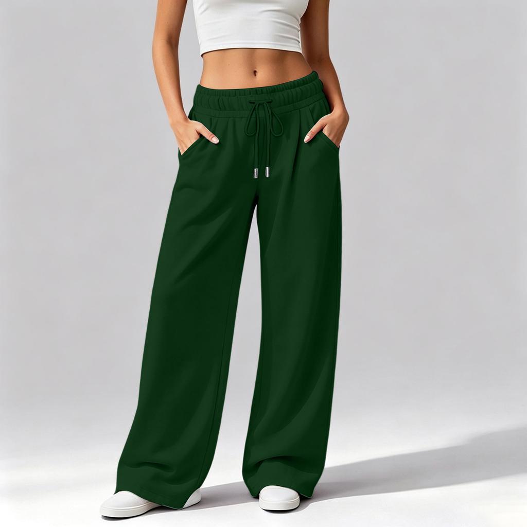 Women's Casual Loose Fit Wide Leg Pants with Pockets Comfortable Winter Long Trousers