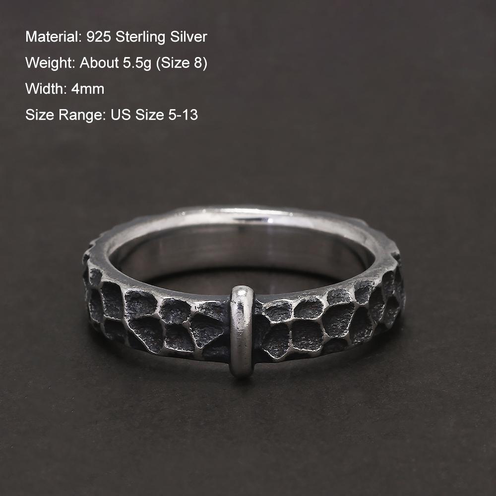 925 Silber Outlander Ringe für Damen Herren Claires Ring Retro Hammer Muster Ehering Film TV Serie Schmuck Geschenk