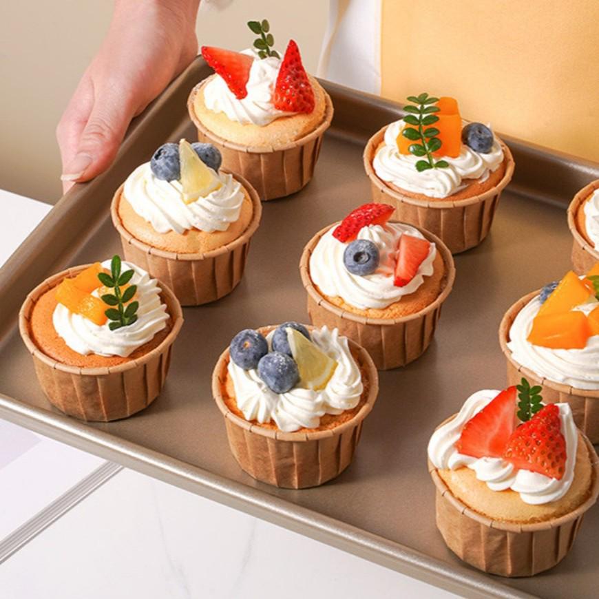 Große 5039 Lebensmittelgeeignete Muffins- & Kuchen-Papierförmchen, Leicht zu lösen, Hitzebeständig, Gerollter Rand