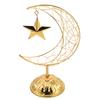 Hollow Iron Moon Ornament Middle Eastern Islamic Art Decoration for Tabletop Wall Desktop Cabinet Eid Celebration