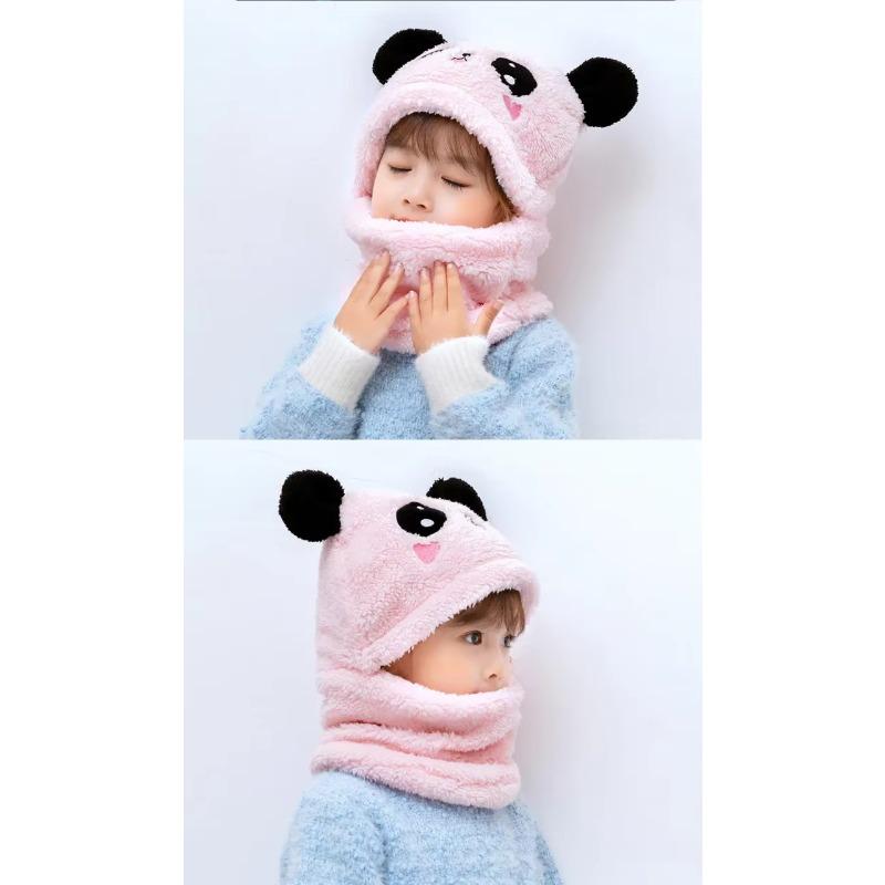 Cartoon-Mütze Mädchen Jungen Schal Verdickte Kappe Wintermütze Kinder Neugeborenes Baby Zubehör Kinderhut Fleece Kinderkappen