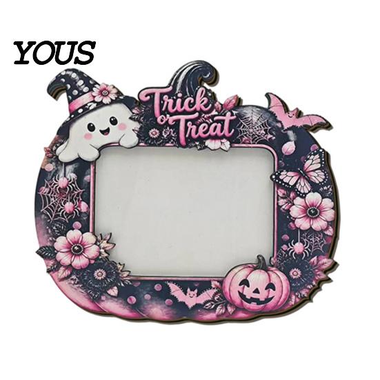 Decorative Mantle Piece Halloween Photo Frame, Wooden Desktop Picture Holder for Spooky Party Decoration Kids Room Home Accents And Festive