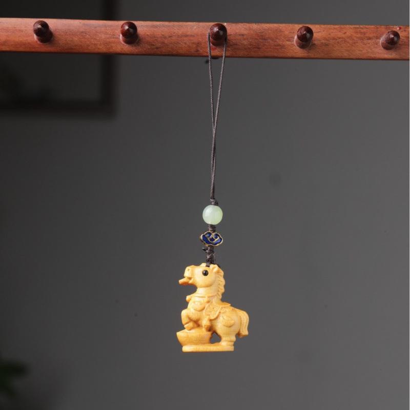 Zodiac Sheep Red and Green Sandalwood Rosewood Pendants & Keychains