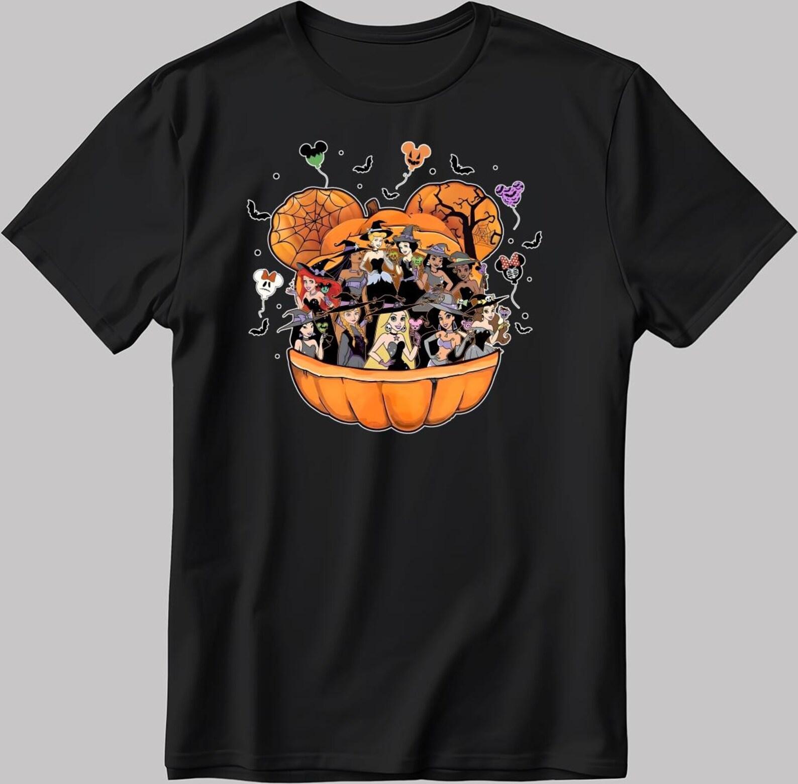 Disney Princess Pumpkin Halloween Short Sleeve White-Black Men s / Women s T-Shirt V053 3XL