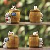Cartoon Cute Wine Barrel Cat And Dog Mini Model Ornament For Decoration Garden
