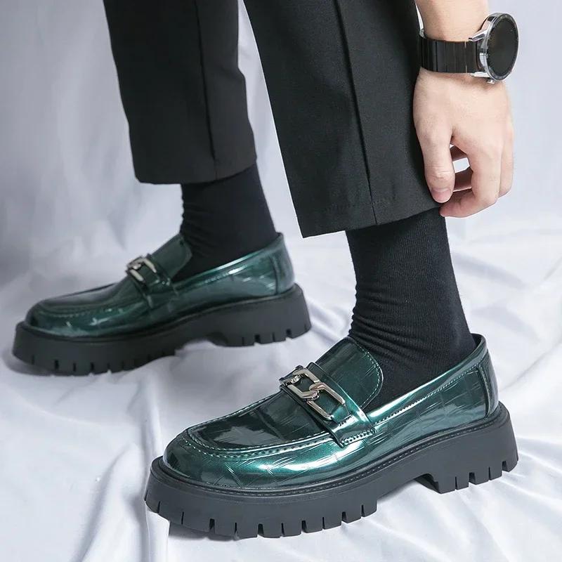 New Loafers Men PU Thick Sole Elevated Casual Leather Shoes Fashion Anti Slip Comfortable Men Casual Shoes Large Sizes 38-46