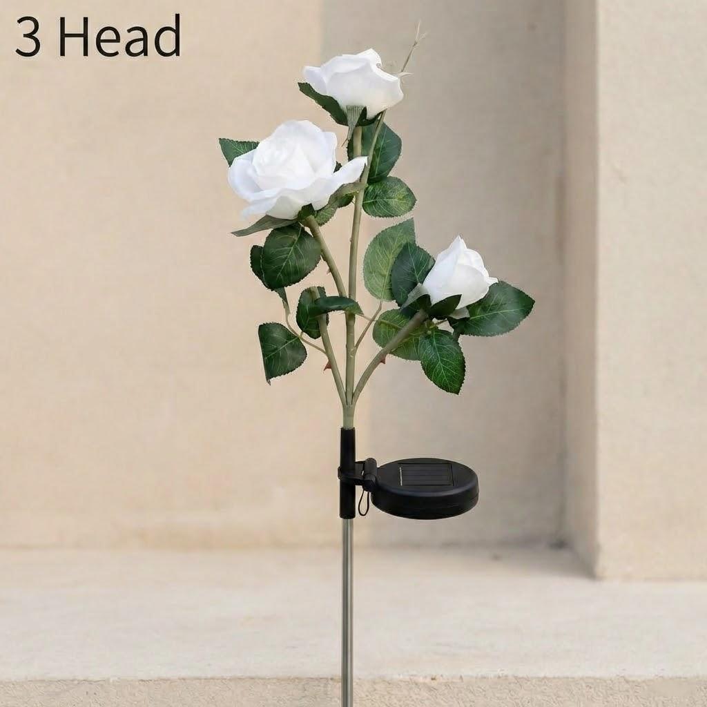 Solar Powered Large Rose Flower Lawn Lights Outdoor Garden Decoration Waterproof Festive Lighting LED Solar Garden Light