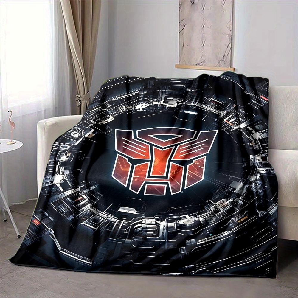 1pc Transformers Autobots Cozy Print Blanket Lightweight Warm Flannel Throw Blanket For Sofa, Bed, Living Room