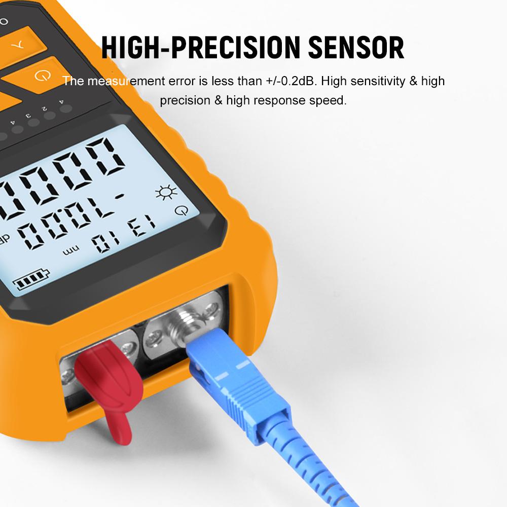 Handheld Ical Power Meter with 5km Red Light -70.+6dBm Ical Power Tester Cable Tester Portable Digital Light Power Meter with 7