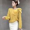 Elegant Bow Knit Sweater - Women's Fashionable Autumn/Winter Base Layer Knitwear