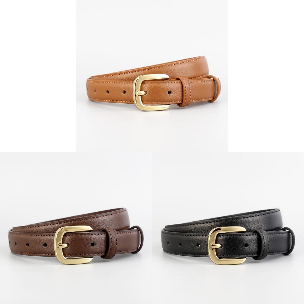 Leather Belt For Women With Alloy Buckle And Twolayer For Casual And Office Wear