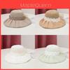 Summer Sun Protection Wide Brim Straw Hat With Breathable Lace And Adjustable Fit For Women