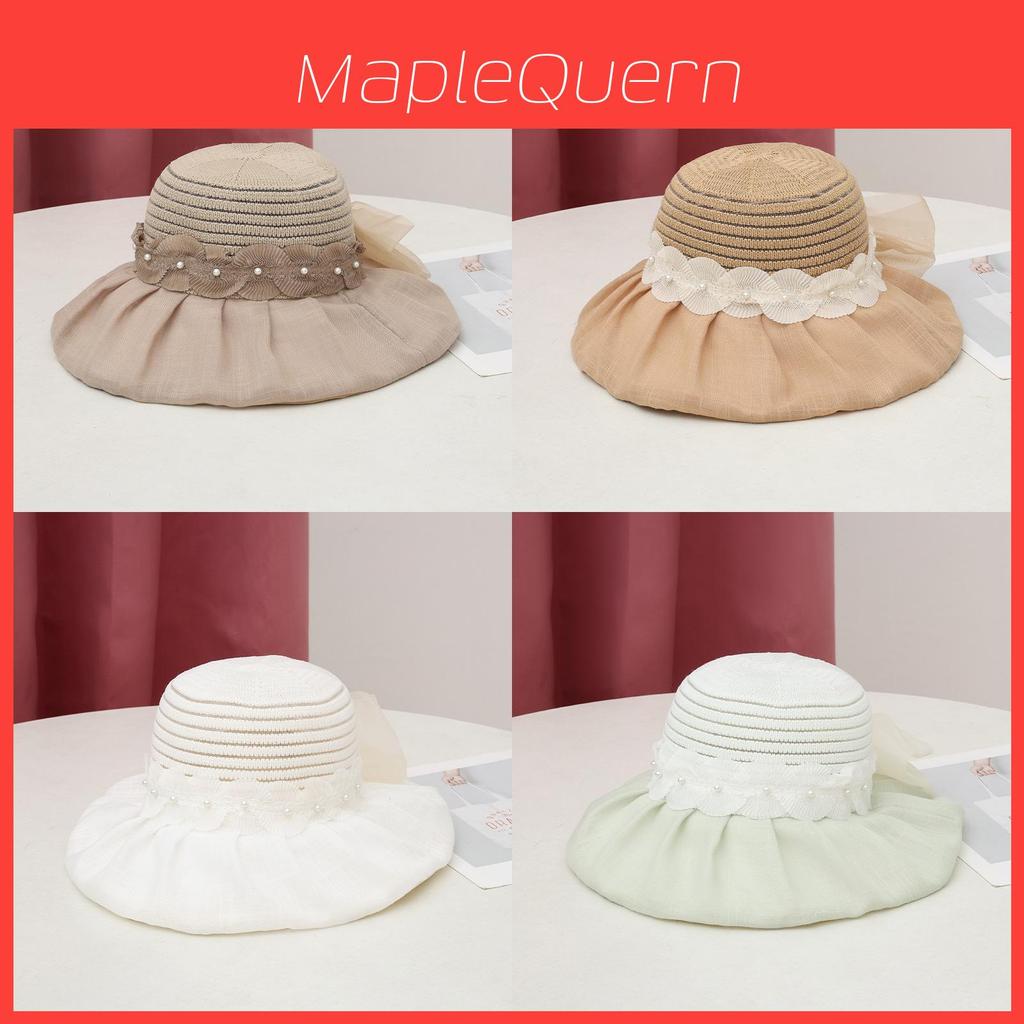 Summer Sun Protection Wide Brim Straw Hat With Breathable Lace And Adjustable Fit For Women