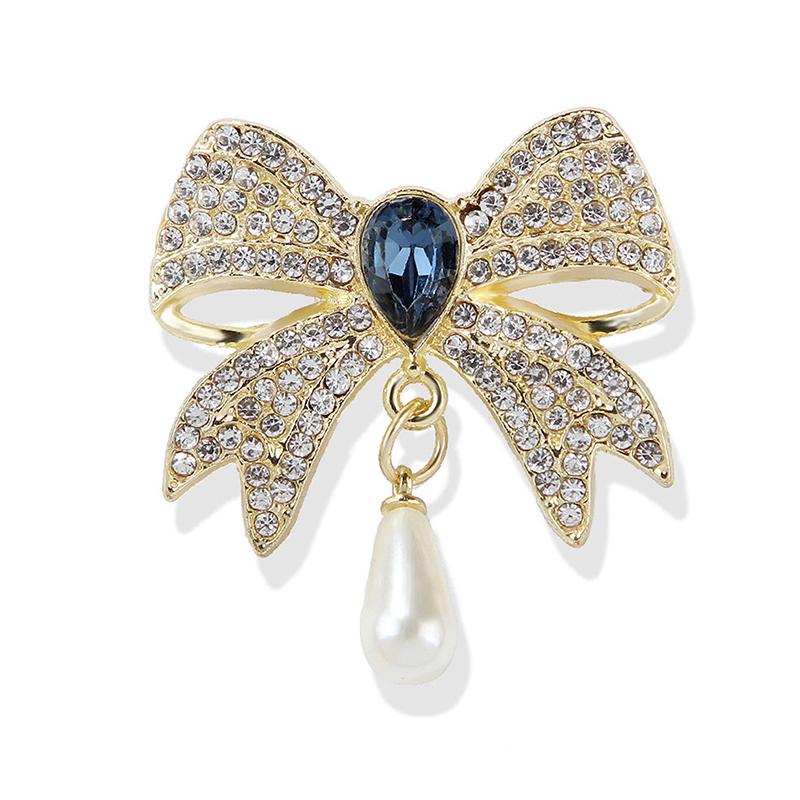 Chic Bowknot Brooch Fashion Luxury Rhinestone Bow Brooches Pins For Men Women Clothing Coat Corsage Party Jewelry Gifts