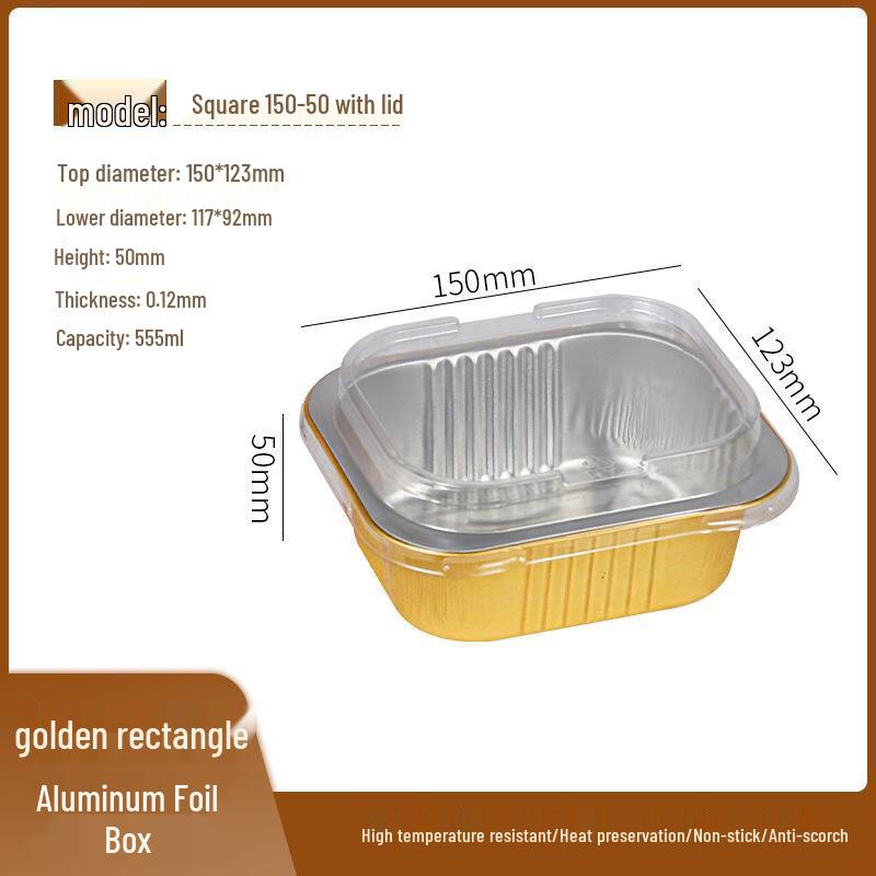 Min Nai Gold Rectangular Aluminum Foil Takeaway Containers