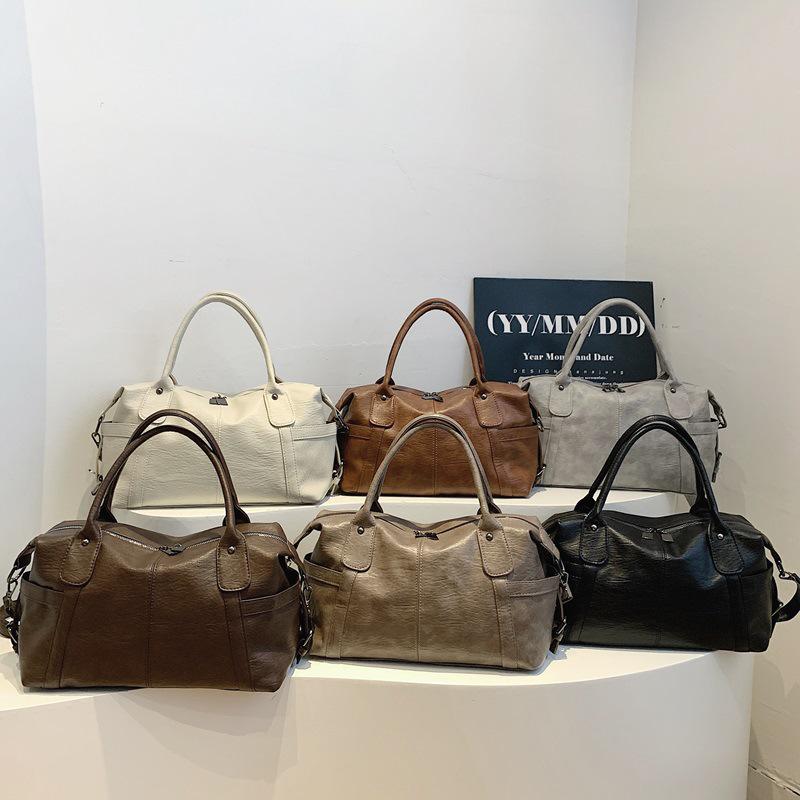 Women's Retro Trendy Large Capacity Boston Bag - Versatile Casual Shoulder Crossbody & Handheld Bag