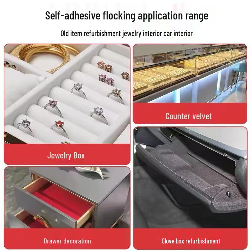 Self-Adhesive Black Flocking Cloth for Jewelry Display Cabinets