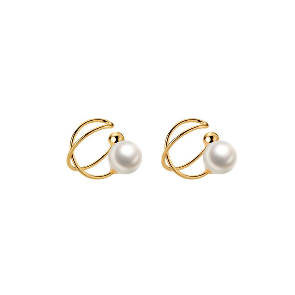 Korean Fashion Small Pearl Clip Earrings For Women Girls Vintage Golden Geometry Ear Cuff Clip Without Pierced Ear Cuff Jewelry