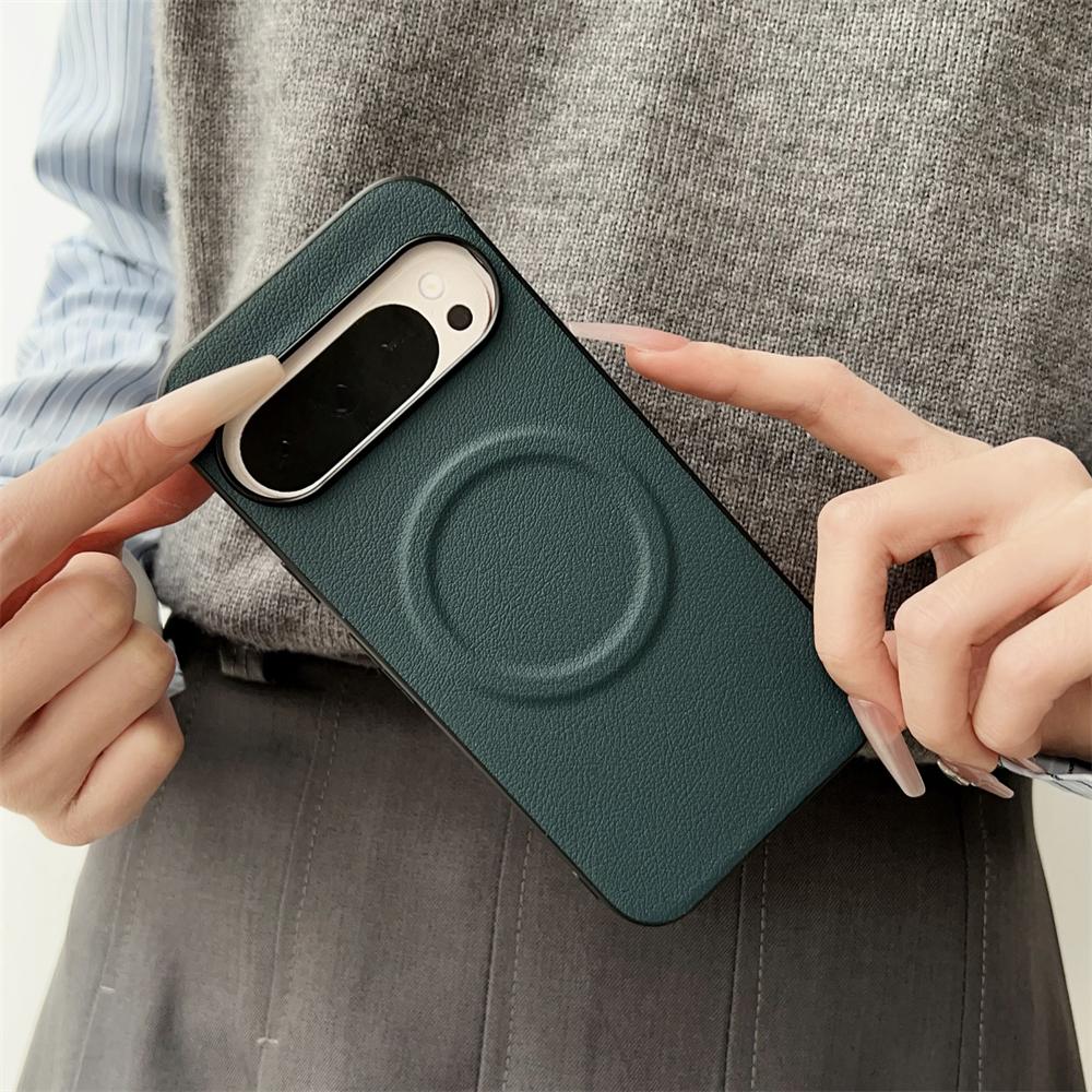 Vegan Business Leather Ultra Thin Phone Case for Google Pixel 10 9 Pro Fold 8 8A 7 7A 6 9 Pro XL for Magsafe Magnetic Shockproof Solid Cover