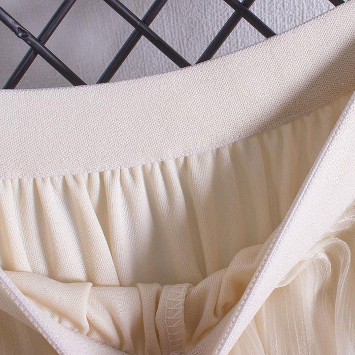 Damska spódnica siateczkowa A-line, jednokolorowa, nieregularna, z koralikami, na wiosnę i jesień, z wysokim stanem, pasująca do wszystkiego