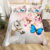 Horse Duvet Cover Butterfly Floral Comforter Cover Microfiber Western Farm Animals Bedding Set King For Kids Girls Bedroom Decor