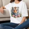 Watercolor Tiger T-Shirt | Floral Animal Tee- Gift for Her Mom Grandma Family Friend Sister Crew