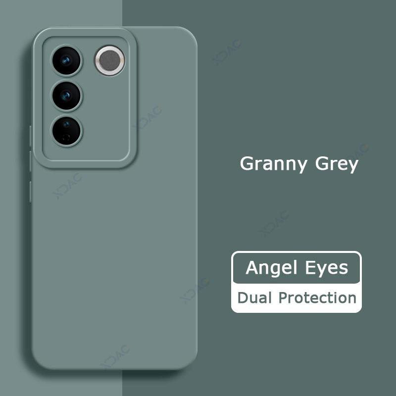Quadratische Angel Eyes-Hüllen aus flüssigem Silikon für VIVO V27 Pro VIVOV27 V27Pro V 27 5G, weiche 360-Grad-Schutzhülle für Jungen und Mädchen
