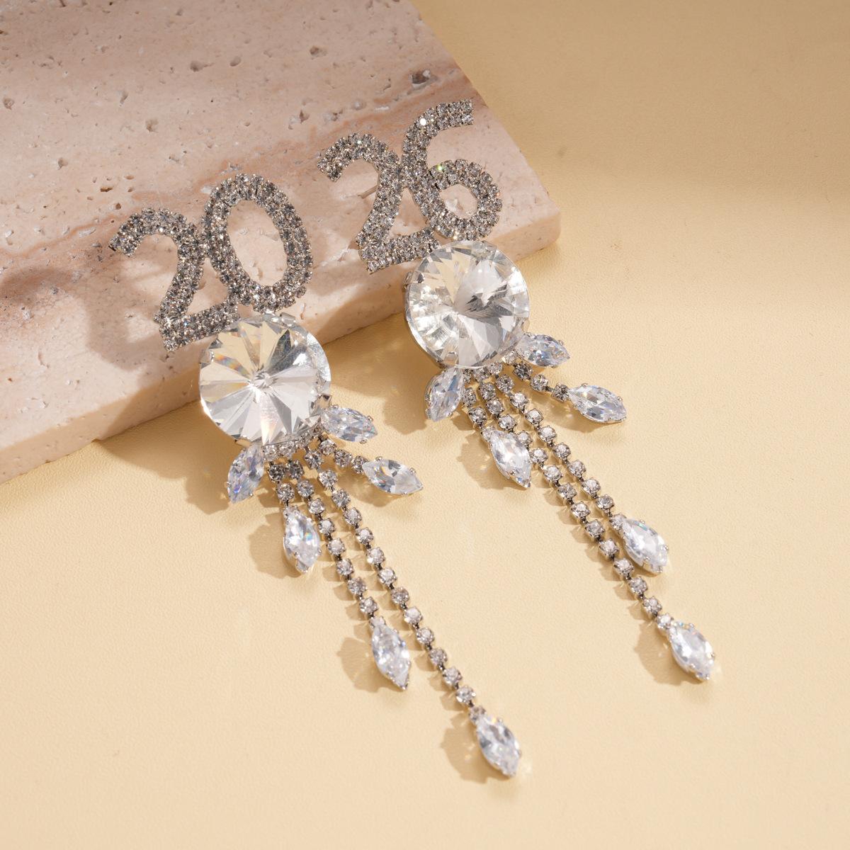 

DIGADAGU Alloy Rhinestone 2026dangle Earrings New Simple Luxury Earrings for Women Party Zircon Accessories мідний