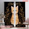 2pcs 2D Flat Printing Drapes Cute Orange Tabby Cat Polyester Without Electricity Seasonal Party & Holiday Decor Use for Indoor