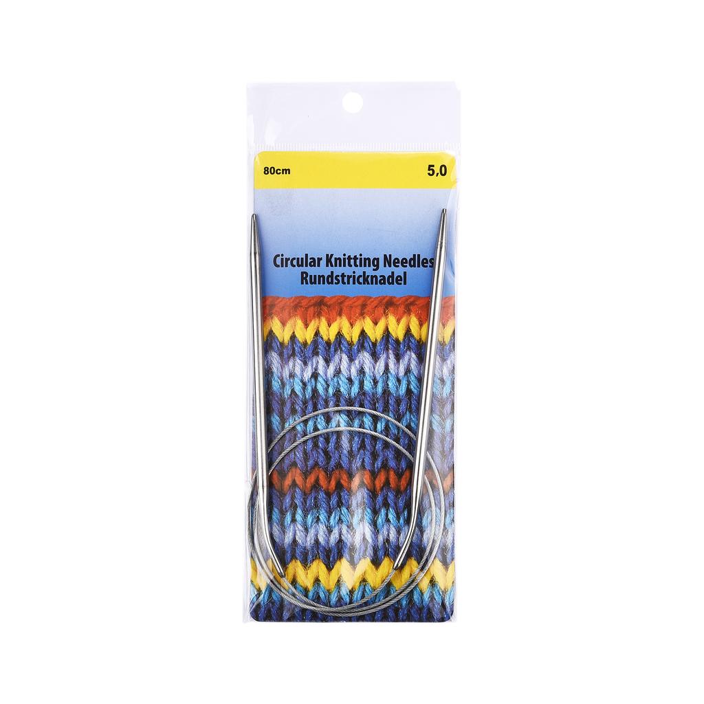 2.0-10mm Sweater Knitting Needle Stainless Steel Ring Needlework 80cm Weaving Circular Knitting Needlework Kits DIY Knitted Tool