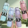 1PC Wildflower Mama Letter Art 750ml Color Plastic Sports Water Bottle Leakproof Flip Straw Lid Suitable for Sports Office Home Use