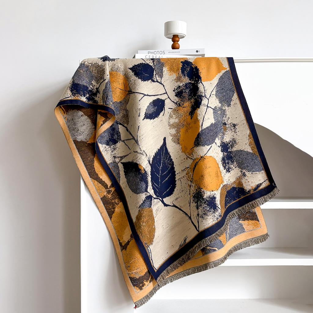 Luxury Winter Women Imitation Cashmere Scarf Oil Painting  Pashmina Blanket Poncho Scarves Female Elegance Print Shawl