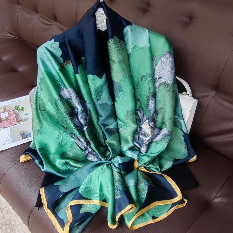 180*90cm muffler fashion Luxury Brand Scarf Women New Style Fashion Color Matching Print Silk Lady Popular Headcloth Beach Shawl
