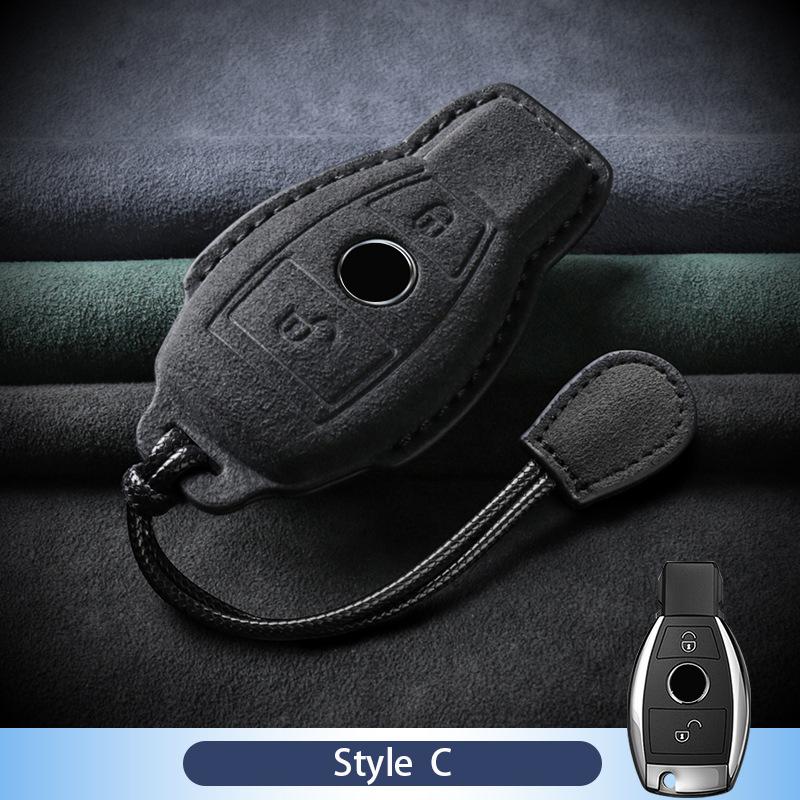 Leather Car Key Case For Mercedes Benz A C E S G R Class Gls Gla Glk Glc Cls Cla Amg W204 W205 W212 W463 W176 Suede Accessories