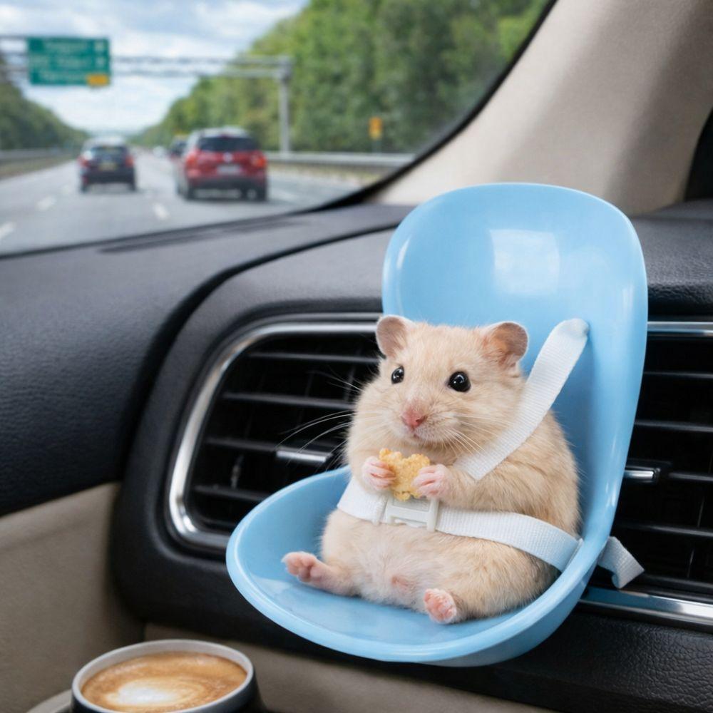 Secure Buckle Hamster Car Safety Seat Detachable Plastic Hamster Vent Mount Comfortable Small Animal Safety Carrier Small Pets