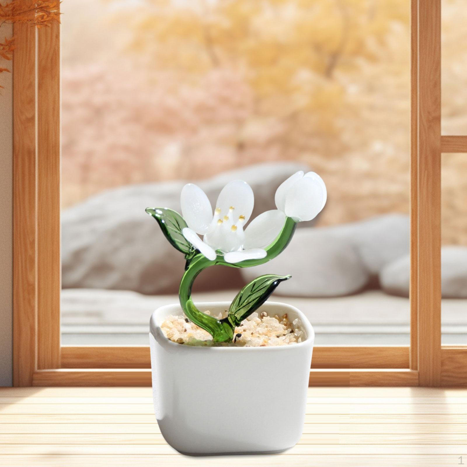 

Glass Vase with Artificial Blooms for Home Styling White