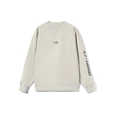 Li-Ning Classic Series Embroidered Logo Pullover Sweatshirt Men Sweatshirt Beige AWDR851-1