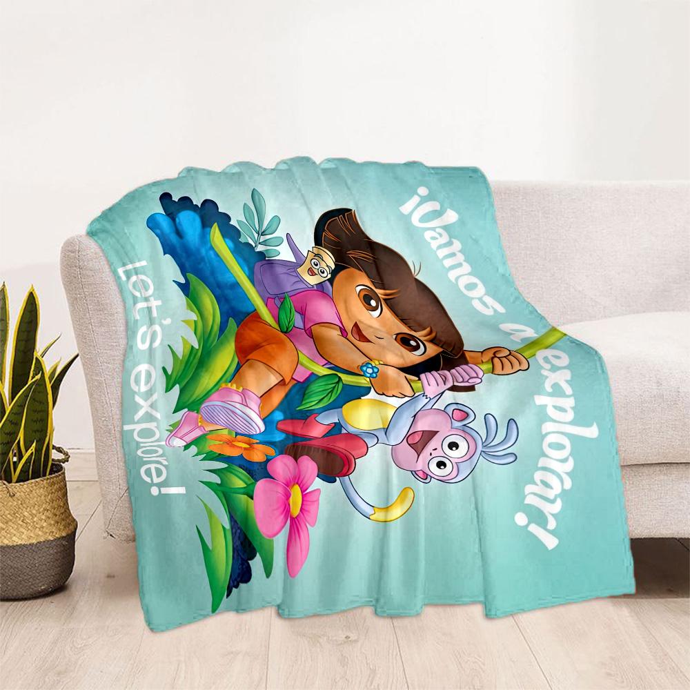 Dora Explorer Blanket Soft Warm Cozy Perfect for Bedding Chair Office Four Seasons Universal Modern Style Unique Gift for Family and Friends Camping