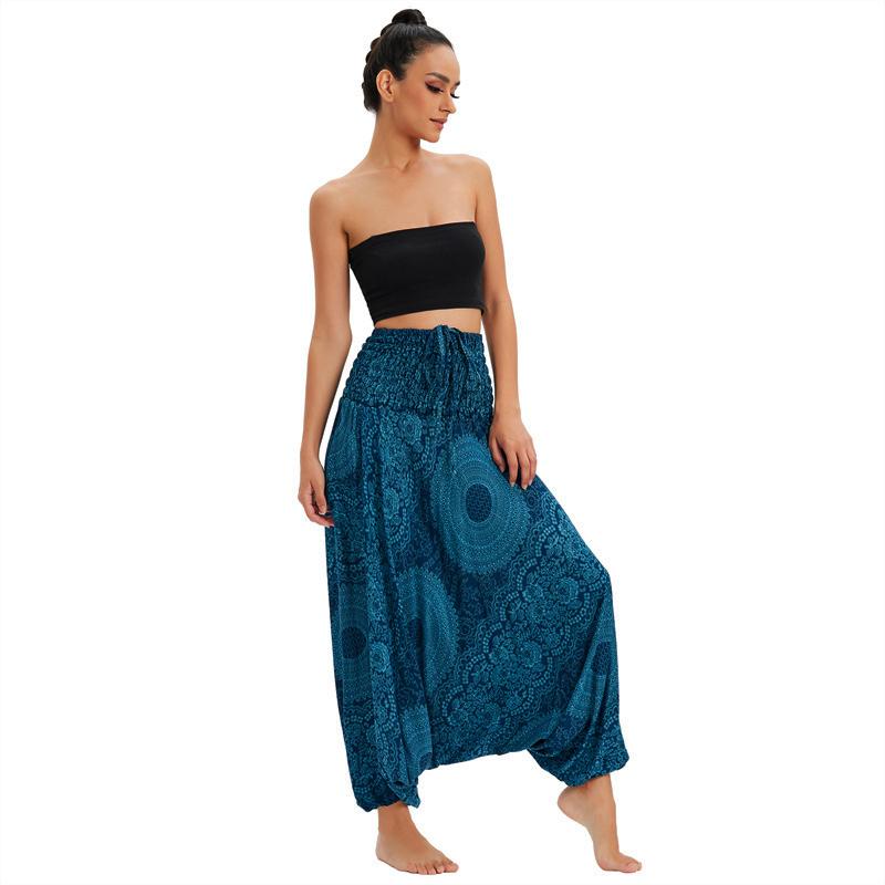 Bohemian Pants Women Pantalones Mujer Hippie High Waist Rayon Harem Baggy Boho Yoga Beach Wear Calca Printed