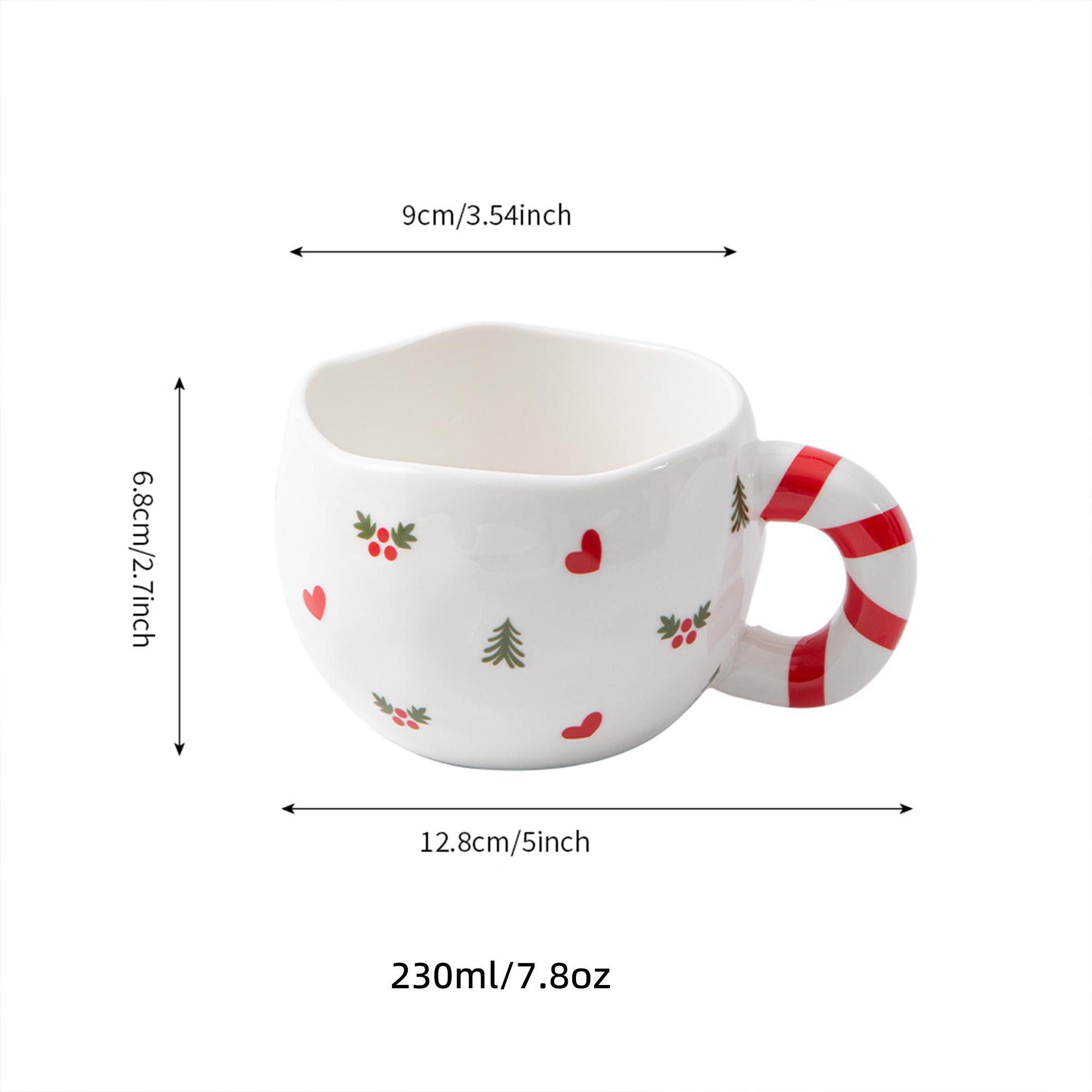 1pc 230ml/7.8oz White Christmas Ceramic Coffee Cup Handmade Texture Ideal Christmas Birthday Gift for Friends Colleagues 230ml белый