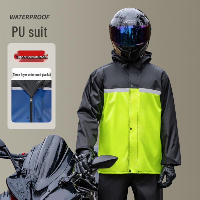 Прочный Светоотражающий Мотоциклетный Дождевик Комплект с Удлиненной Длиной L