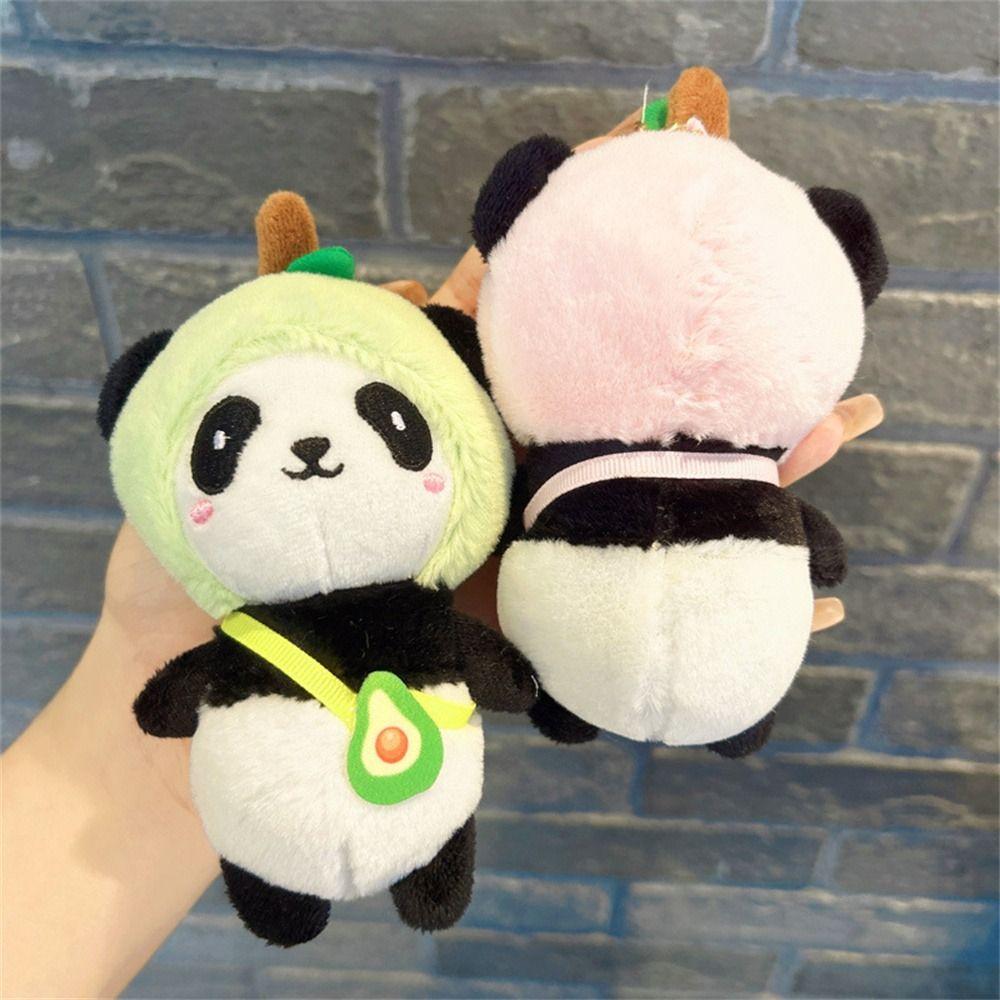 Pompom Plush Keychains Stuffed Animal Panda Keyrings Car Pendant Panda Doll Keychains  Handbag