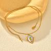 Jewelry Geometric Stainless Steel Oval Gray Shell Moon 18K Gold Pendant Necklace Female 2337