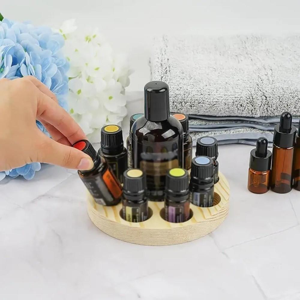 New 10 Holes Essential Oil Display Stand Wooden Round Perfume Storage Rack Smooth Shelf Rack For Oil Bottle Organizer